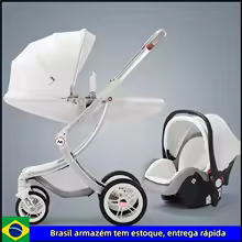 New Luxury Baby Stroller 3 In 1,Baby Carriage with Car Seat,Eggshell Newborn Baby Stroller Leather Baby Carriage High Landscape - Image 4