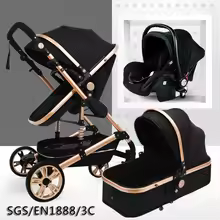 Multifunctional 3 in 1 Baby Stroller High Landscape Stroller Folding Carriage Gold Strollers Newborn Stroller - Image 4