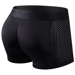 Men Trunks Built-in Fake Butt Hip Lifter Enhancer Shorts Boxer Briefs Padded Underwear Shapewear Underpants Nylon Breathable