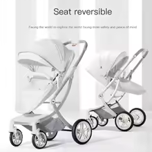 New Luxury Baby Stroller 3 In 1,Baby Carriage with Car Seat,Eggshell Newborn Baby Stroller Leather Baby Carriage High Landscape - Image 2