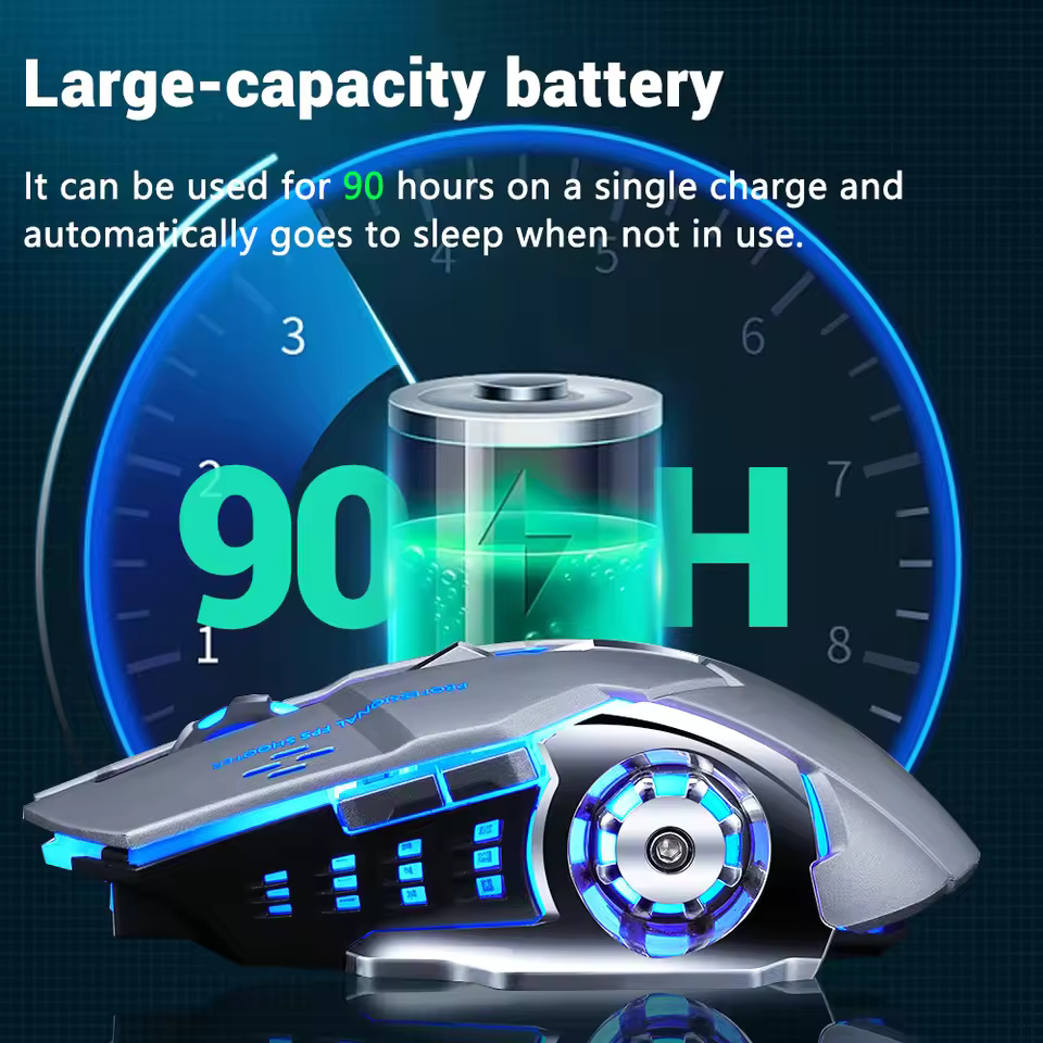 Rechargeable Wireless Gaming Mouse – Silent Bluetooth & USB | Mechanical E-Sports Mouse with Backlight for PC & Laptop - Image 4