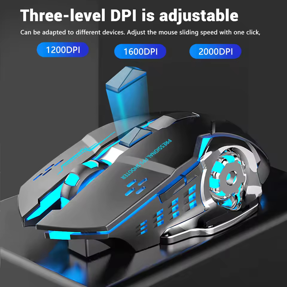 Rechargeable Wireless Gaming Mouse – Silent Bluetooth & USB | Mechanical E-Sports Mouse with Backlight for PC & Laptop - Image 2