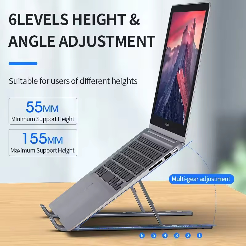 Foldable & Adjustable Laptop Stand – Portable Aluminum Alloy Holder for MacBook & PCs | Ergonomic Notebook Support - Image 2