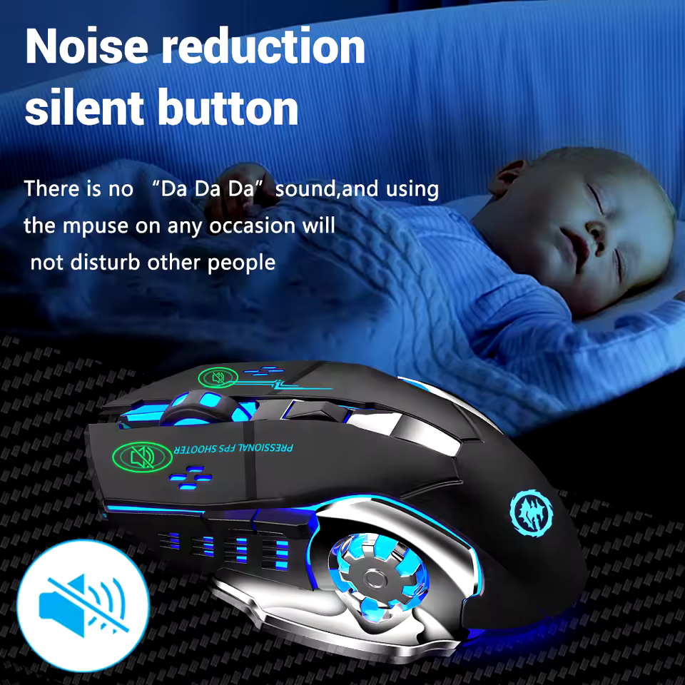 Rechargeable Wireless Gaming Mouse – Silent Bluetooth & USB | Mechanical E-Sports Mouse with Backlight for PC & Laptop - Image 3